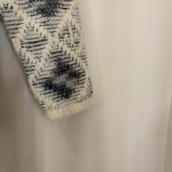 Rebecca Elliot Womens Hooded Open Cardigan Sweater Small Geometric Fuzzy Stretch - Picture 4 of 9